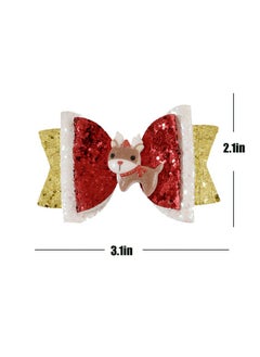 HOXIEYA Christmas Elk Hair Bow Clips for Girls Glitter Sequins Deer Bow Hair Clips Red Gold Alligator Barrettes for Toddler Girls Xmas Hair Accessories Christmas Party Decoraation  - Image 3