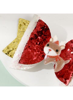 HOXIEYA Christmas Elk Hair Bow Clips for Girls Glitter Sequins Deer Bow Hair Clips Red Gold Alligator Barrettes for Toddler Girls Xmas Hair Accessories Christmas Party Decoraation  - Image 2