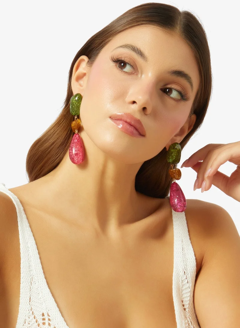 Ella Limited Edition Resin Detail Drop Down Earrings