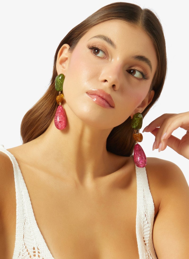 Ella Limited Edition Resin Detail Drop Down Earrings - Image 1