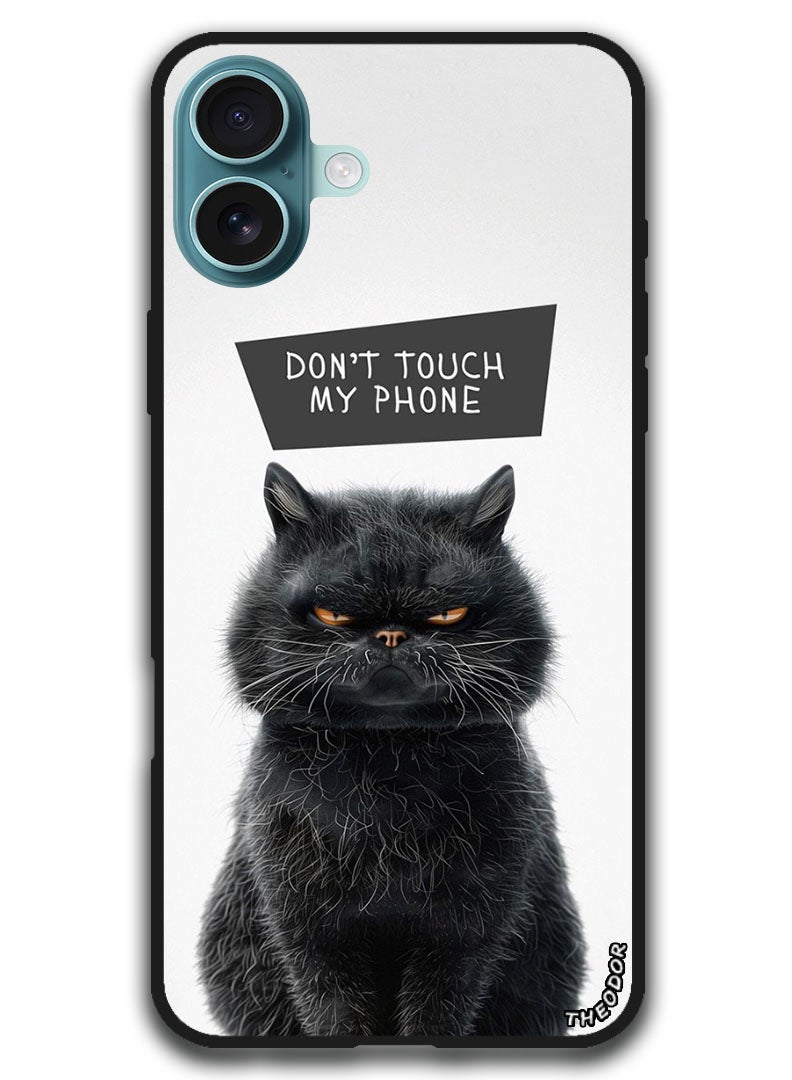 Theodor Protective Case Anti Scratch Shock Proof Bumper Cover For iPhone 16 (6.1)-inch Dont Touch My Phone Cat - Image 1