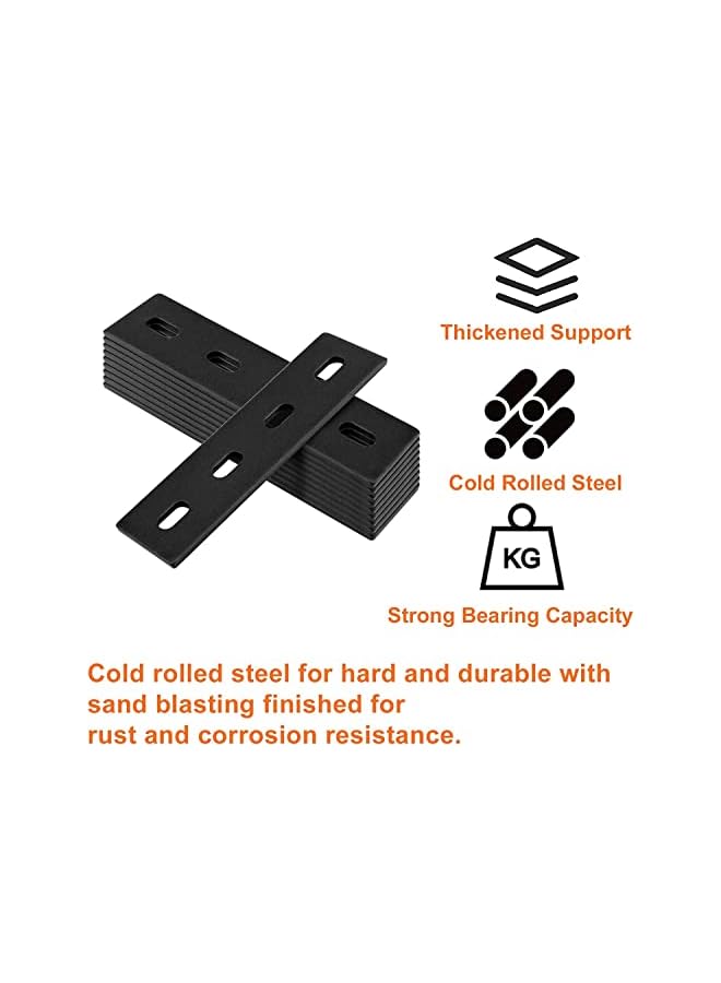 promass Straight Metal Braces, 10-Pack Black Flat Mending Plate, 6 Inches Heavy Duty Fixing Corner Brace for Farmhouse Outdoor Woodworking, Length 6 Inches, Width 1½ Inches, Thickness 4mm, Black - Image 3