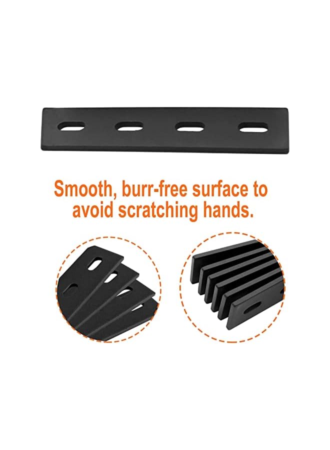 promass Straight Metal Braces, 10-Pack Black Flat Mending Plate, 6 Inches Heavy Duty Fixing Corner Brace for Farmhouse Outdoor Woodworking, Length 6 Inches, Width 1½ Inches, Thickness 4mm, Black - Image 4