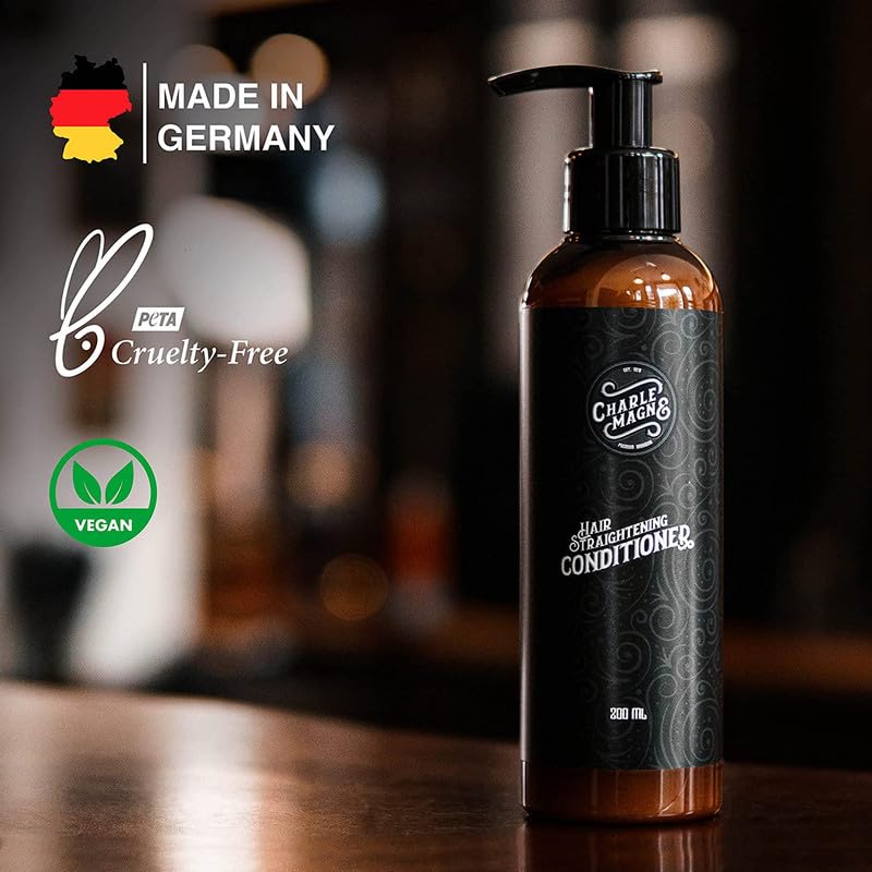 Charlemagne Hair Straightening Conditioner for Men - 200ml, Mediterranean Breeze Scent - Leave-In Hair Conditioner for Men that Straightens & Softens - Developed by Barbers, Made in Germany - Image 2