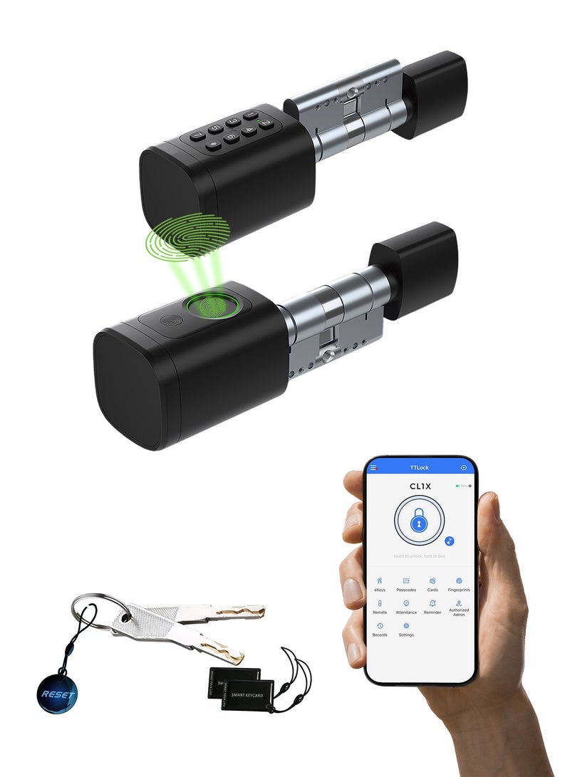 التاكس قفل الباب الذكي Altix CL1X TTLock | دخول بدون مفتاح | بصمة الإصبع وكود المرور | بلوتوث | تركيب ذاتي (DIY) | مثالي لتأجير العطلات | أمان عالي | قابل للتعديل بطول 60-90 ملم | أسود جديد. - Image 1