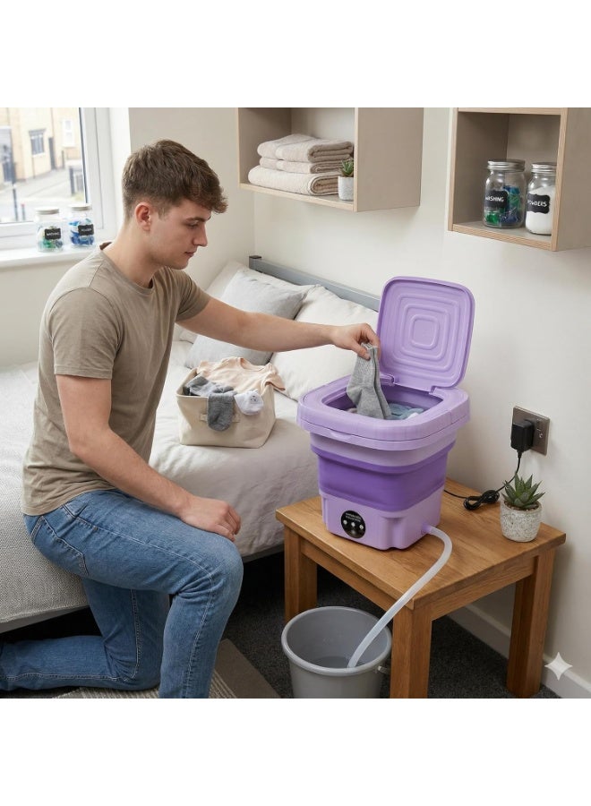 Portable Travel Washing Machine, Foldable Camping Washer with Drain Basket and Drain Hose, Ideal for Underwear, Socks, Baby Clothes, Camping and Travel - Image 2