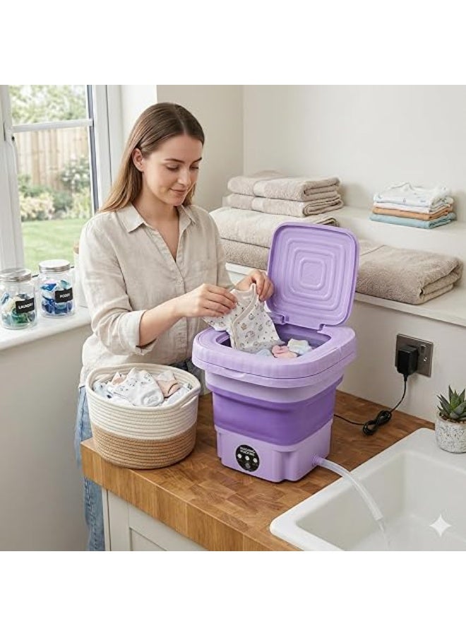 Portable Travel Washing Machine, Foldable Camping Washer with Drain Basket and Drain Hose, Ideal for Underwear, Socks, Baby Clothes, Camping and Travel - Image 3