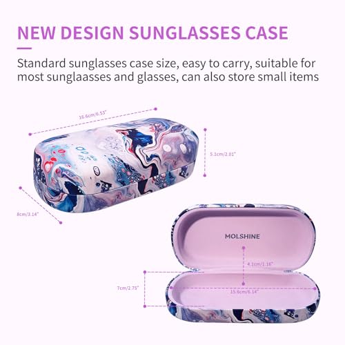 molshine Hard Shell Sunglasses Case,Classic Large Glasses Case for Women Men,Sunglass Eyeglasses (Ocean) - Image 2