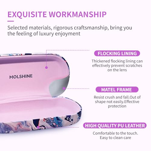molshine Hard Shell Sunglasses Case,Classic Large Glasses Case for Women Men,Sunglass Eyeglasses (Ocean) - Image 4
