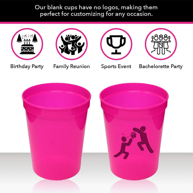 Rolling Sands 16 oz. Reusable Plastic Stadium Cups, 8 Pack, Made in USA, BPA-Free Dishwasher Safe Tumblers, Blue - Image 4