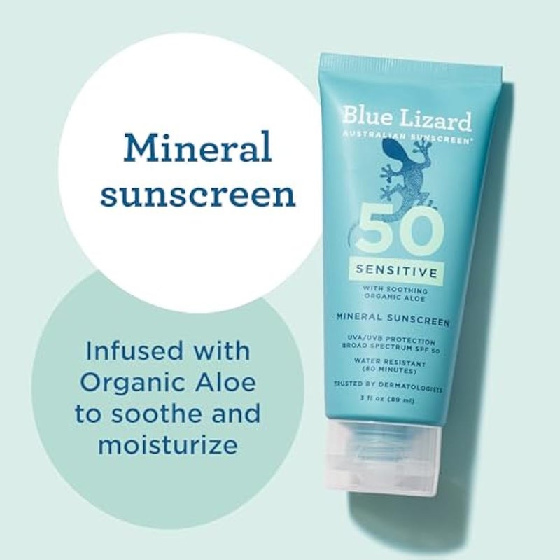 Blue Lizard SENSITIVE Mineral Sunscreen with Zinc Oxide, SPF 50+, Water Resistant, UVA/UVB Protection with Smart Cap Technology - Fragrance Free, 3 oz. Tube - Image 4