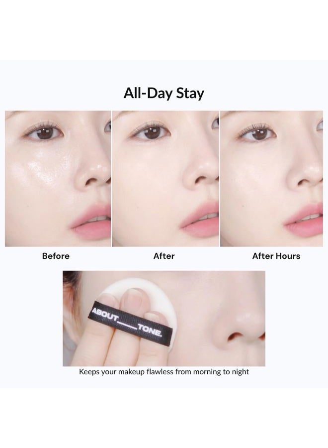 About Tone Blur Powder Pact 0.32oz - Pressed Powder Compact with Mirror and Puff Makeup Setting Finishing Blurring Natural Translucent Lightweight Face Sebum Oil Control Vegan Formula (02 LIGHT) - Image 4
