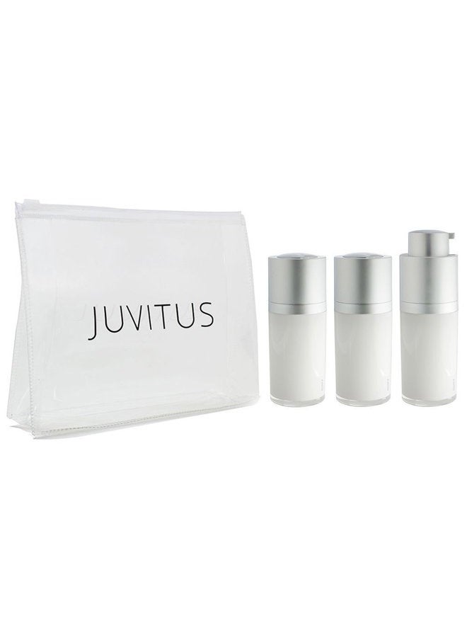 JUVITUS Airless Twist Top Pump Bottle Container - 15 ml / 0.5 oz (3 Pack) + Travel Bag - Image 1
