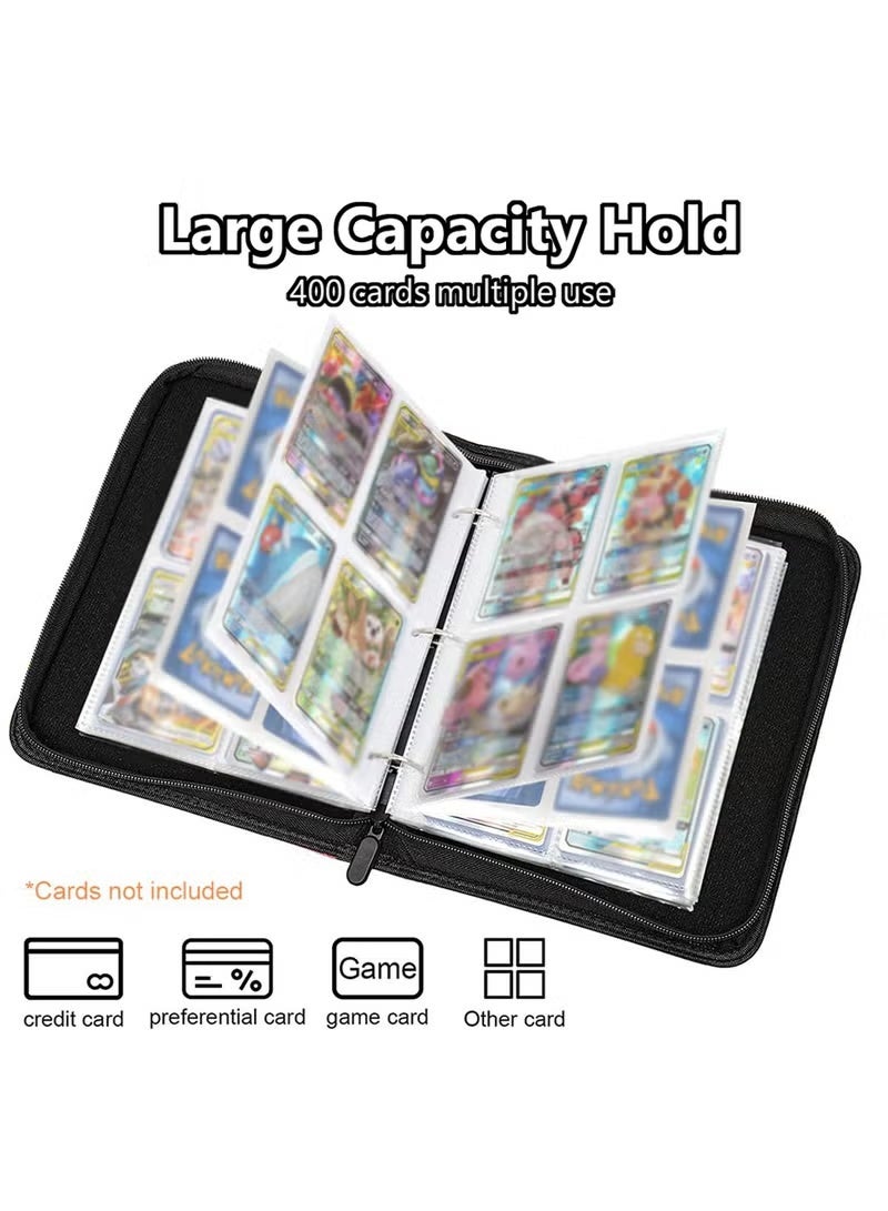 Relex Card Binder for Pokemon Cards Holder 4 Pocket,Trading Binders for Card Games Collection Case Book Fits 400 Cards with 50 Removable Sleeves Display Storage Carrying Case (Black) - Image 2