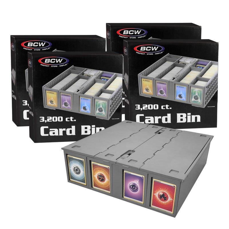 BCW Collectible Card Bin 4Pack Gray Holds 3200 Cards Each Includes 4 Dividers Per Bin Storage for Pokmon MTG Sports Cards - Image 2