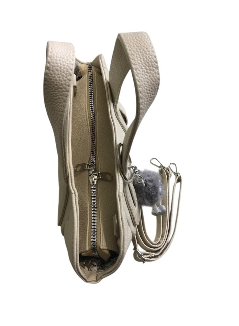 Women’s Faux Leather Handbag & Crossbody with Keychain – Stylish & Practical Design - Image 4