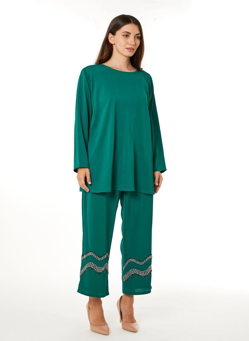 Moistreet طقم قميص وسروال أخضر - Image 1