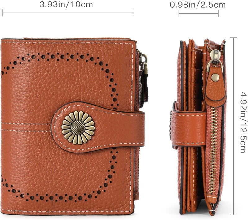 SENDEFN Small Womens Wallet Leather Bifold Card Holder RFID Blocking with Zipper Coin Pocket - Image 3