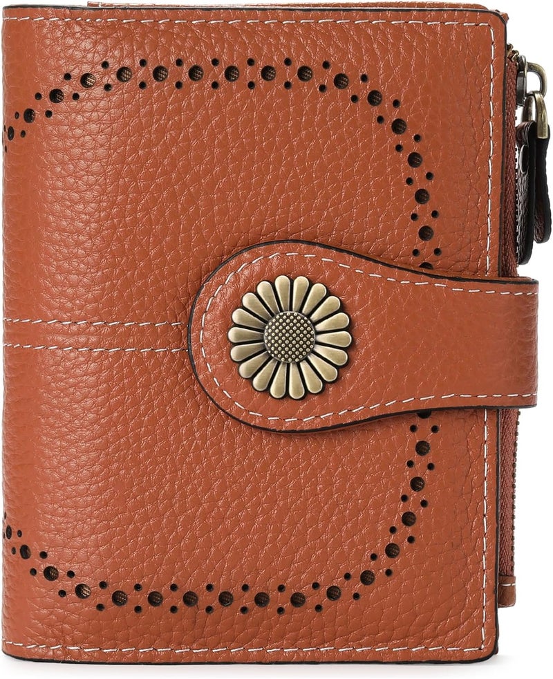 SENDEFN Small Womens Wallet Leather Bifold Card Holder RFID Blocking with Zipper Coin Pocket - Image 1