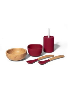 Avanchy The Bamboo La Petite Family Collections Gift Set Is A Perfect Choice, Featuring Mini Bamboo And Silicone Bowls, A Silicone Cup, And Bamboo Baby And Infant Spoons.  - Image 1
