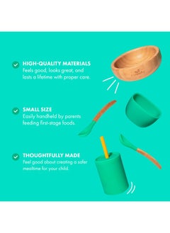 Avanchy The Bamboo La Petite Family Collections Gift Set Is A Perfect Choice, Featuring Mini Bamboo And Silicone Bowls, A Silicone Cup, And Bamboo Baby And Infant Spoons.  - Image 3