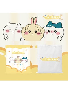 New Jiyka Wow chiikawa Animation Surrounding Canvas Bag Large Capacity Shoulder Bag Simple Student Bag WomenBie chiikawa Bie chiikawa