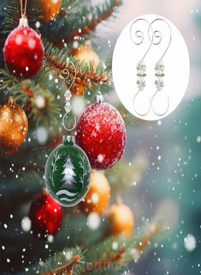 Furimuk 20 Pcs Christmas Ornament Hooks Silver S-Shaped Hangers Clear Crystal Beaded Decorative Scroll with Lobster Claw for Xmas Tree Holiday Seasonal Decorations - Image 4