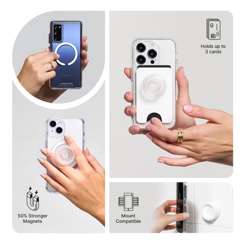 POPSOCKETS قبضة بوب سوكيتس كيك-أوت لماغسيف، قبضة هاتف مع حامل هاتف مدمج، حامل قابل للتعديل للوضع العمودي أو الأفقي، تثبيت مغناطيسي قوي، متوافق مع الشحن اللاسلكي - شفاف - Image 5