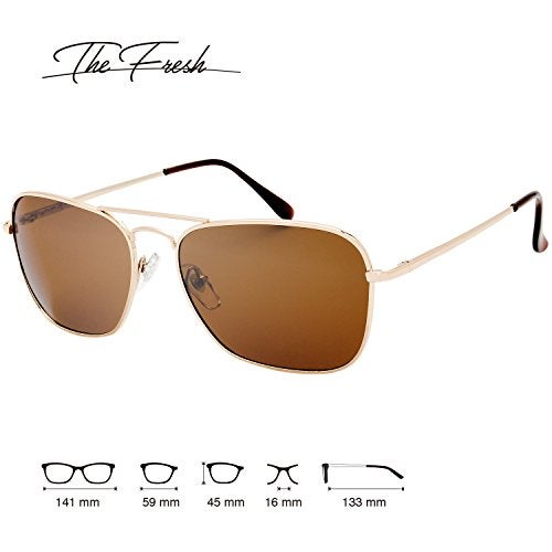 The Fresh Sunglasses for Men, Polarized, Rectangular Metal Frame, Ultra Lightweight, UV400 Protection (1-Gold, Brown) - Image 5