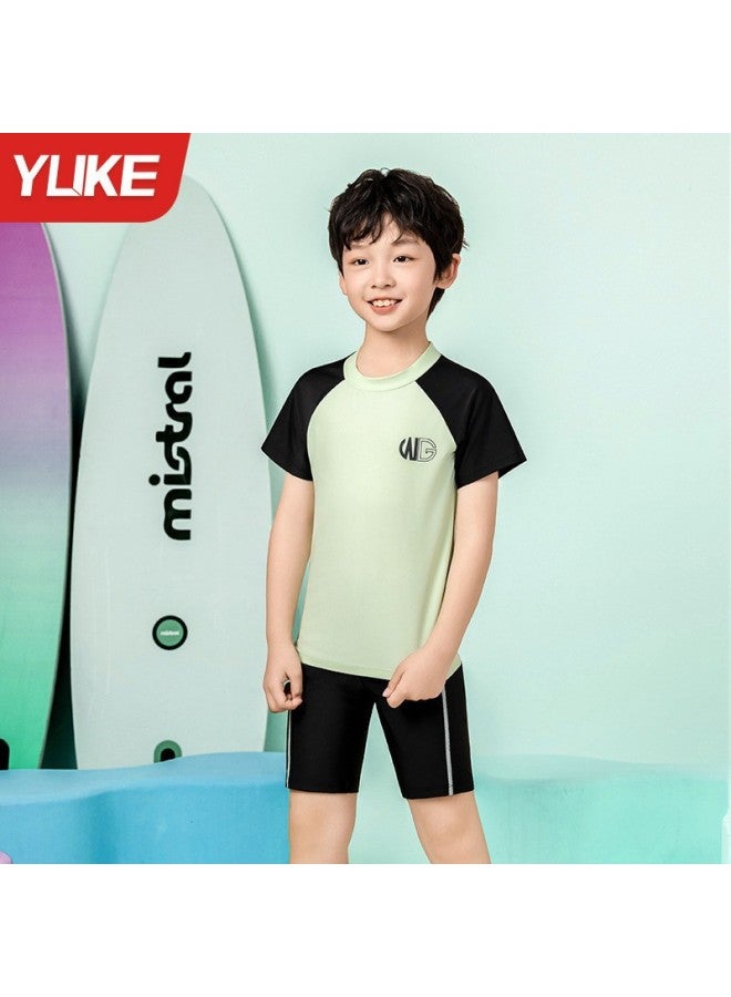 Children's Swimsuit, Boy's Medium And Large Kidsren's Split Swimsuit  New Boy's Professional Quick-drying Sun Protection Swimming Trunks Set