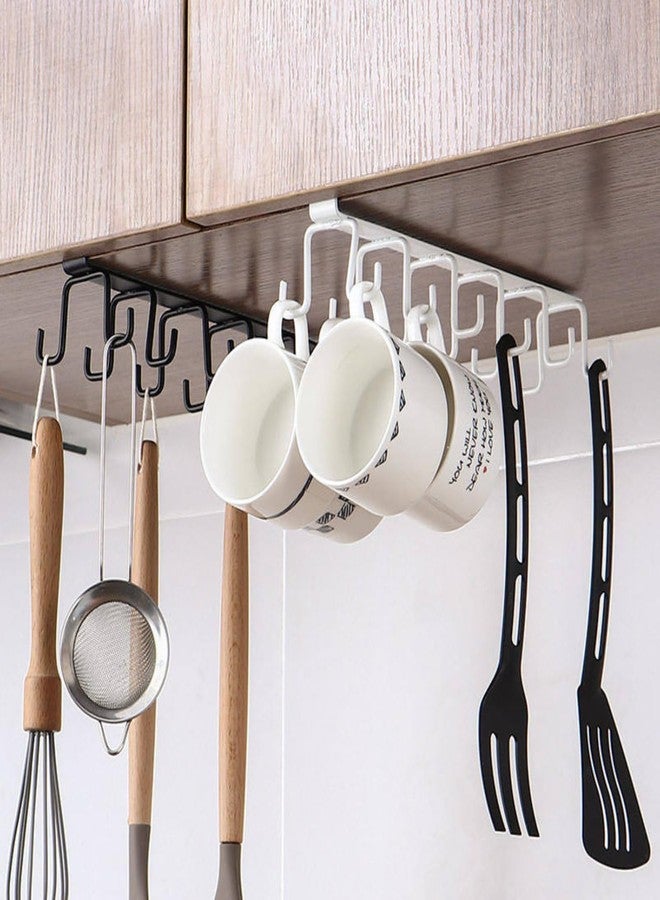 ToYooZe JHBK Double-Row 12 Hooks for Kitchen Storage Rack Cupboard Hanging Coffee and Tea Cup/Organizer/Metal Hook/Cabinet/Cooker/Towel Holder/Use Inside Kitchen/Bathroom/Home and Office (1 Black) - Image 4