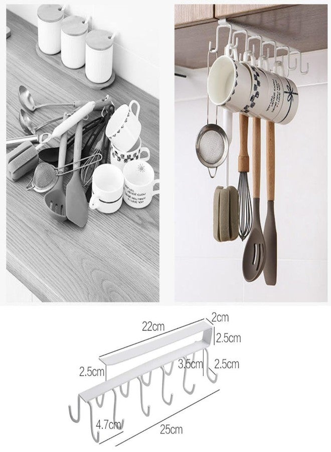 ToYooZe JHBK Double-Row 12 Hooks for Kitchen Storage Rack Cupboard Hanging Coffee and Tea Cup/Organizer/Metal Hook/Cabinet/Cooker/Towel Holder/Use Inside Kitchen/Bathroom/Home and Office (1 Black) - Image 2