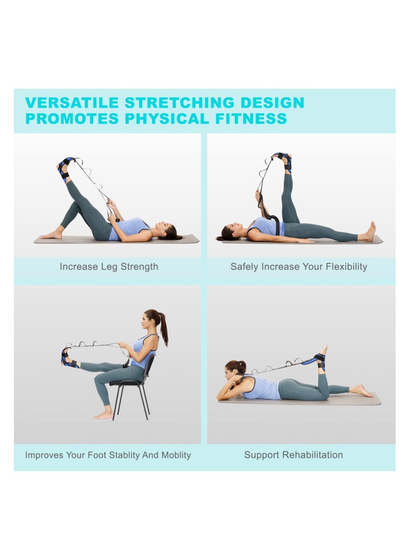 Bukela Foot and Calf Stretcher Stretching Strap For Plantar Fasciitis , Heel Spurs, Foot Drop, Achilles Tendonitis & Hamstring. Yoga Foot & Leg Stretch Strap. (Blue) - Image 3
