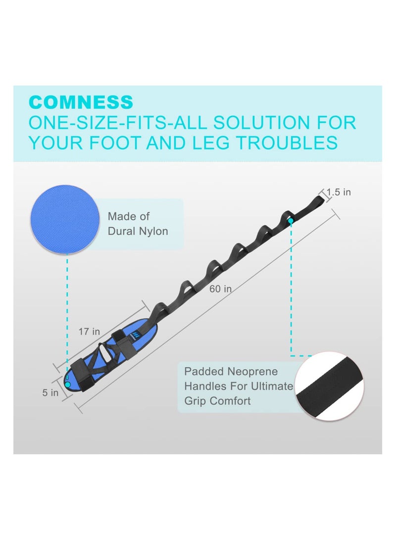 Bukela Foot and Calf Stretcher Stretching Strap For Plantar Fasciitis , Heel Spurs, Foot Drop, Achilles Tendonitis & Hamstring. Yoga Foot & Leg Stretch Strap. (Blue) - Image 5