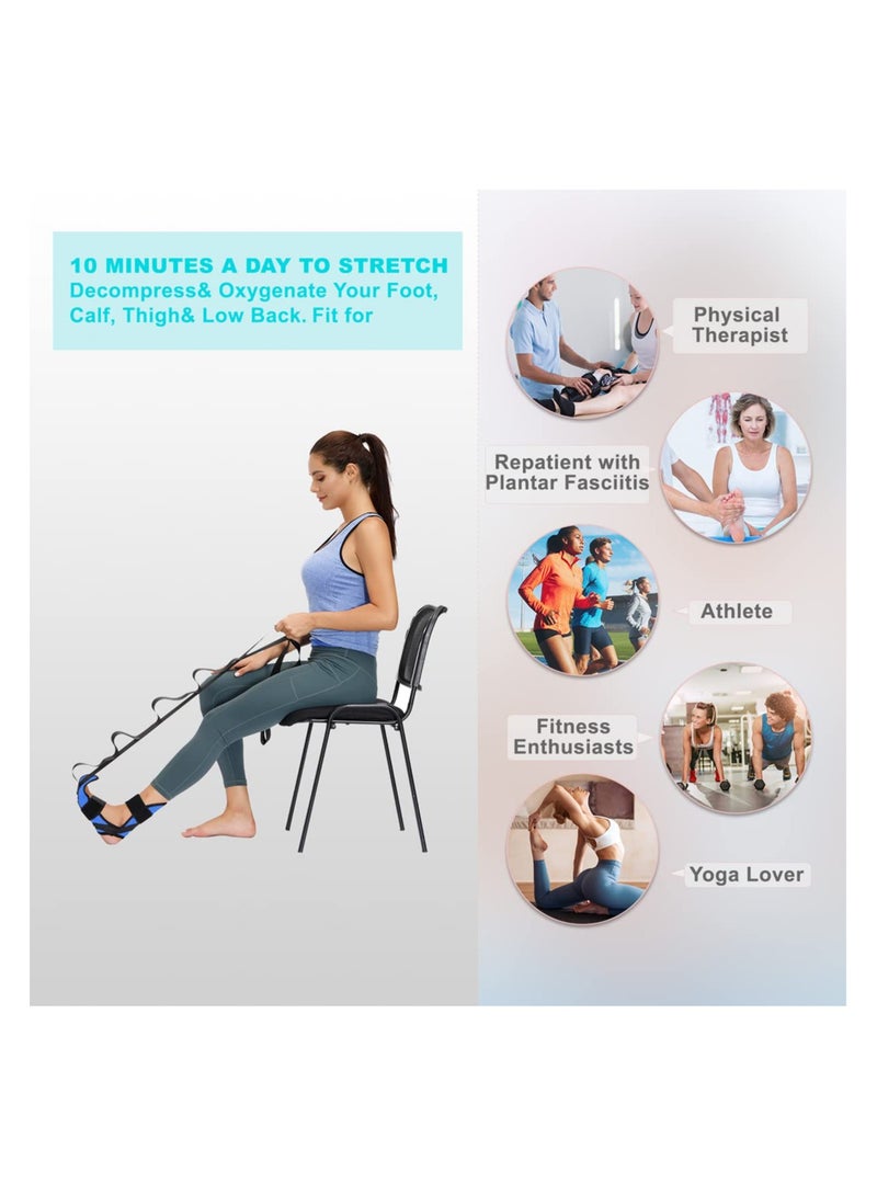 Bukela Foot and Calf Stretcher Stretching Strap For Plantar Fasciitis , Heel Spurs, Foot Drop, Achilles Tendonitis & Hamstring. Yoga Foot & Leg Stretch Strap. (Blue) - Image 4