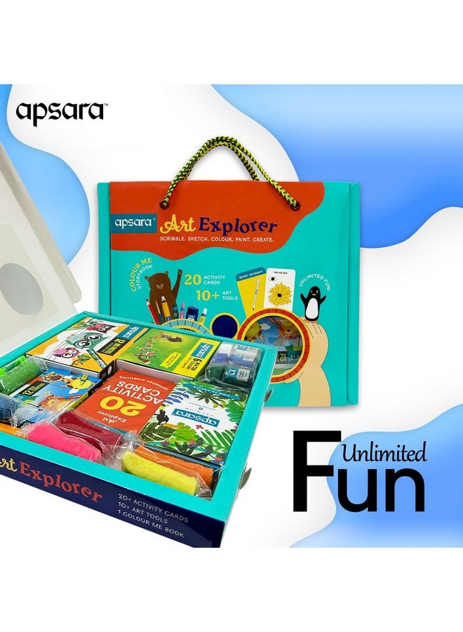 Apsara Art Explorer Kit, 20 Activity Cards for Creativity, Color Pencils, 12 Oil Pastel Colors, 12 Wax Crayons Colors, 1 Color Me Book, for 3-7 Ages Children, Fun Kit for Children, Ideal for Gifting - Image 3