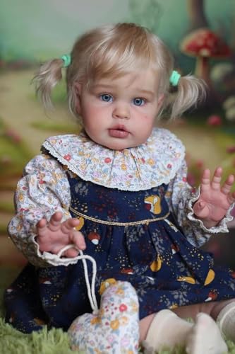 Anano Lifelike Reborn Baby Dolls Girl 24 inch Toddler Reborn Doll with Veins Implanted Hair Realistic Silicone Babies in Floral Dress HeartShaped Purse Gift for Collectors Kids 3 - Image 5