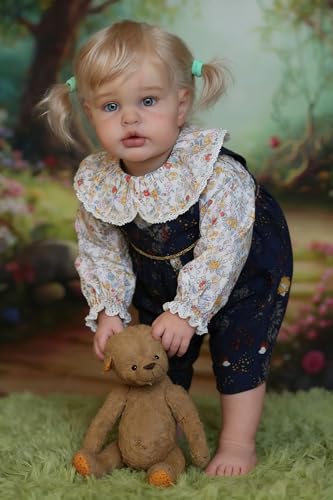 Anano Lifelike Reborn Baby Dolls Girl 24 inch Toddler Reborn Doll with Veins Implanted Hair Realistic Silicone Babies in Floral Dress HeartShaped Purse Gift for Collectors Kids 3 - Image 1