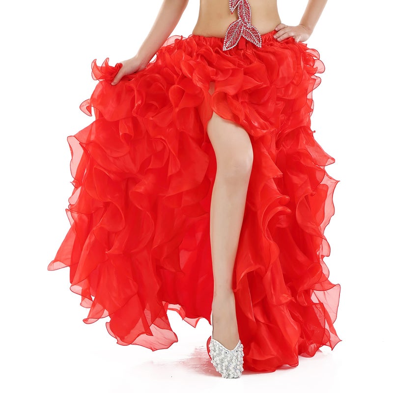 Belly Dance Layered Ruffle Skirt High-Quality Costume Rose  - Image 2