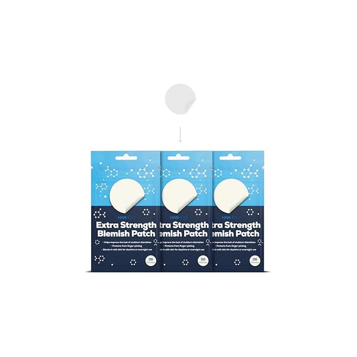 Hanhoo Extra Strength Blemish Patch Bundle, Salicylic Acid Pimple Patches, Shrinks Stubborn Pimples, Conceals Zits, Absorbs Fluid, Invisible Pimple Patches, Korean Skincare (Pack of 3, 108, Count)