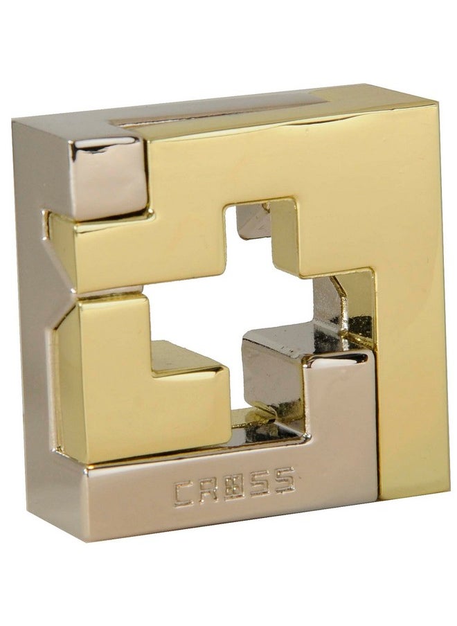 Deluxe Games and Puzzles Cross Hanayama Puzzle, Level 3, with Green Velvet, Red Satin Drawstring Pouch, Bundled  - Image 4