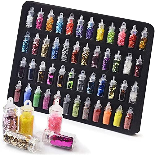 Belicia 48 Bottles Nail Art Sequins Glitter Shine Powder Manicure Decoration Nail Glitter Powder Sequins Manicure Sticker Design DIY Tip 48box - Image 1