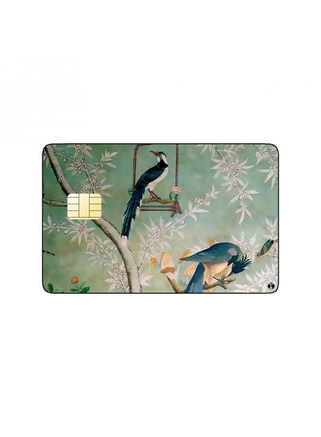 RKN PRINTED BANK CARD STICKER Beautiful Birds Drawing With Flowers - Image 1