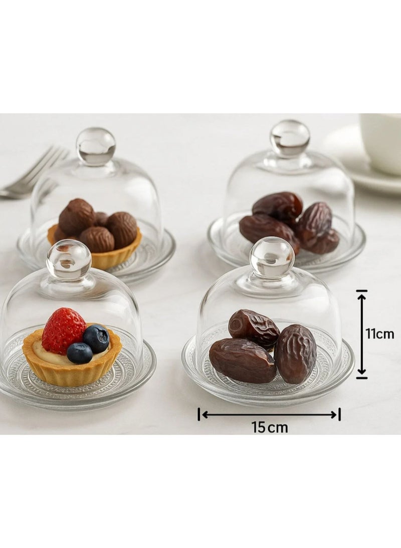 Mini Glass Dessert and Fruit Stand Set with Lid - Image 1