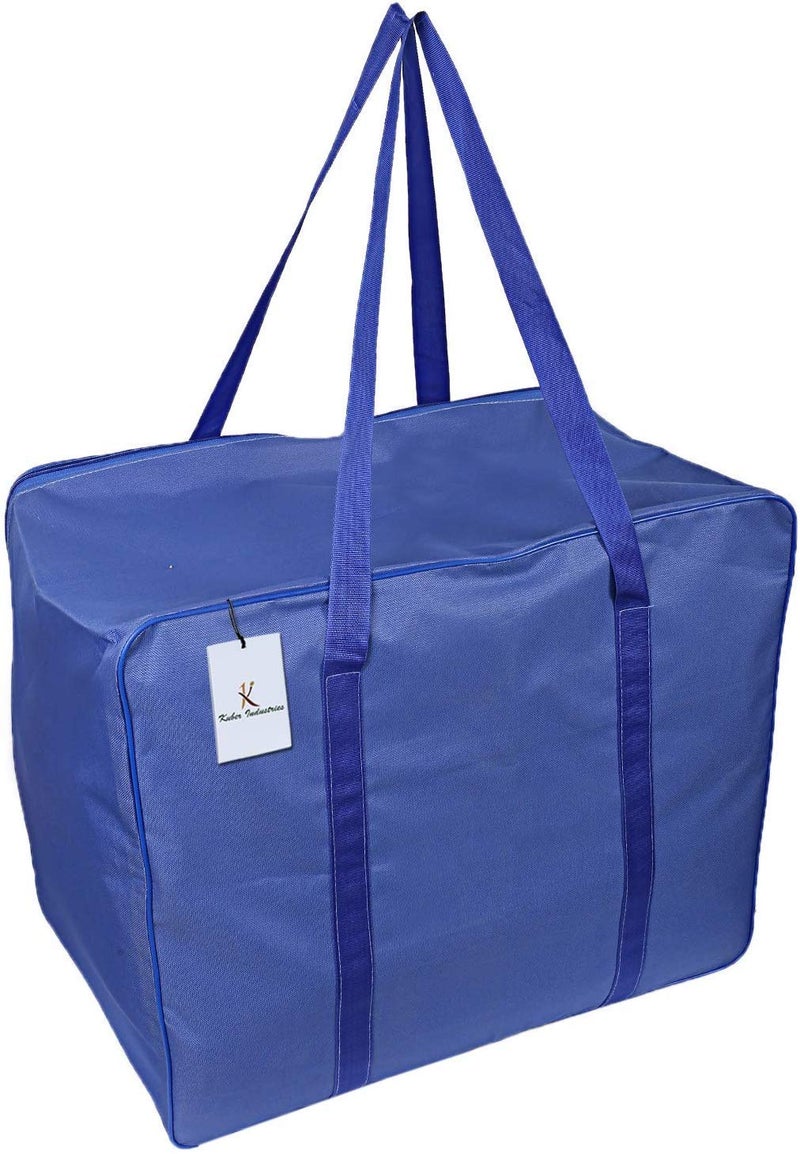 Kuber Industries CTKTC6601 Rexine Jumbo Underbed Moisture Proof Storage Bag with Zipper Closure and Handle Royal Blue 48 cm x 60 cm x 36 cm - Image 1