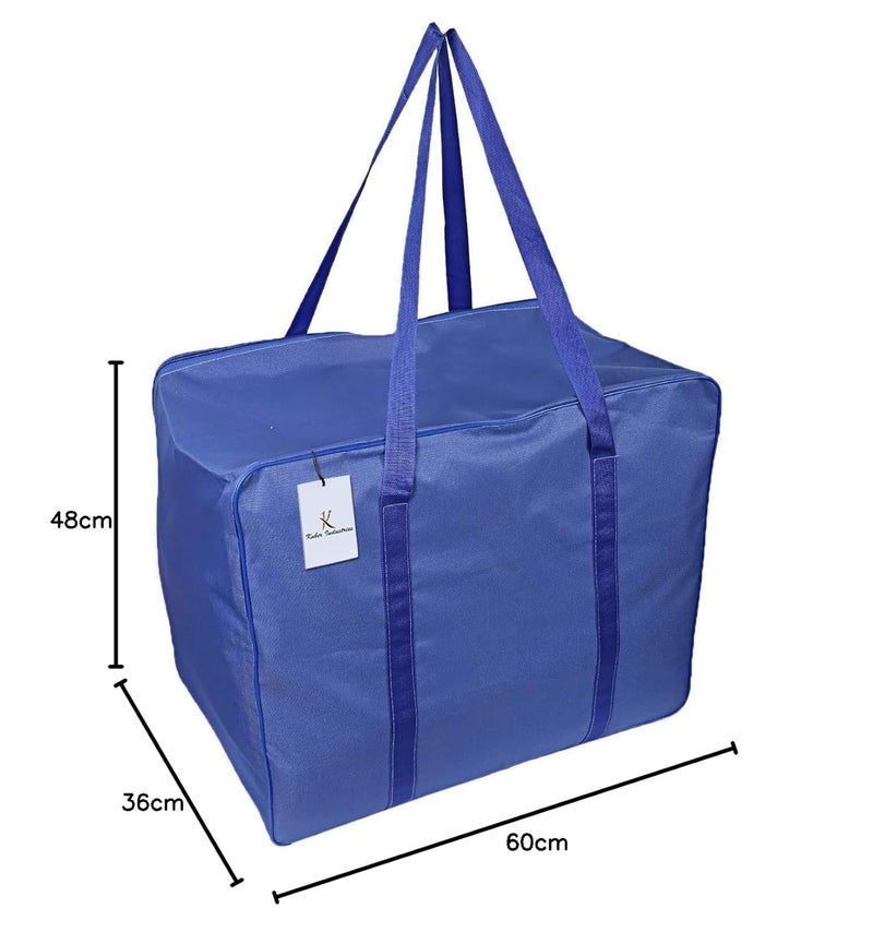 Kuber Industries CTKTC6601 Rexine Jumbo Underbed Moisture Proof Storage Bag with Zipper Closure and Handle Royal Blue 48 cm x 60 cm x 36 cm - Image 4