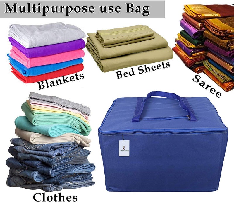 Kuber Industries CTKTC6601 Rexine Jumbo Underbed Moisture Proof Storage Bag with Zipper Closure and Handle Royal Blue 48 cm x 60 cm x 36 cm - Image 2