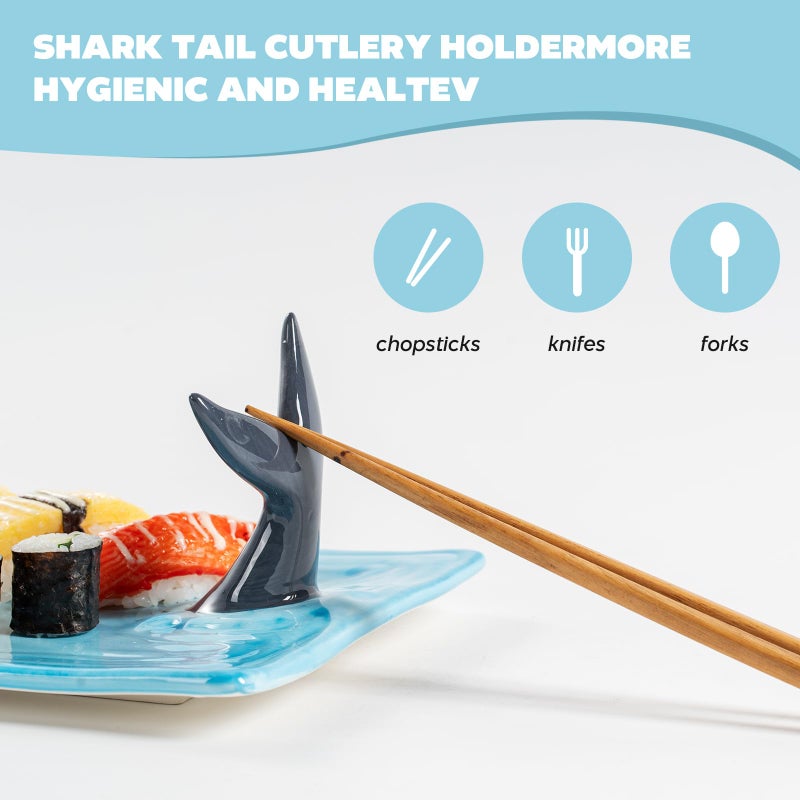 Surlama Shark Sushi Plate - Hand-Painted Ceramic, Lead-Free, Food-Safe, Microwave/Oven/Freezer/Dishwasher Safe - Image 4