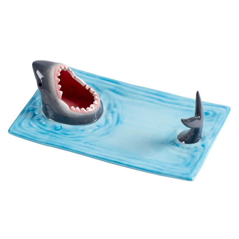 Surlama Shark Sushi Plate - Hand-Painted Ceramic, Lead-Free, Food-Safe, Microwave/Oven/Freezer/Dishwasher Safe - Image 1