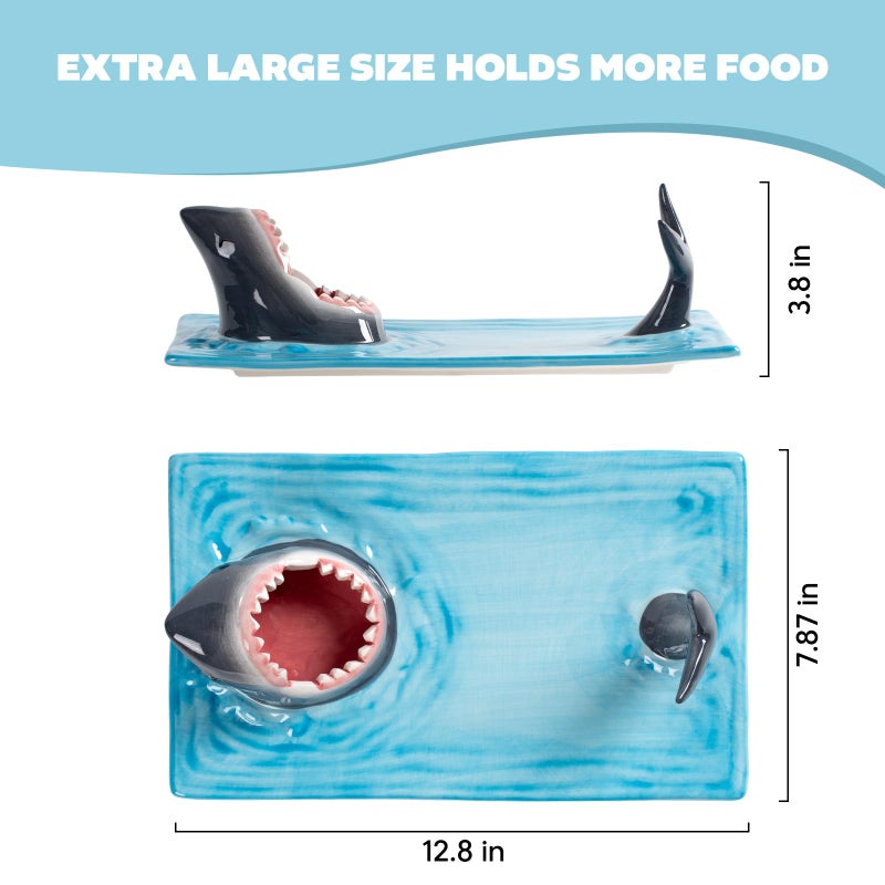 Surlama Shark Sushi Plate - Hand-Painted Ceramic, Lead-Free, Food-Safe, Microwave/Oven/Freezer/Dishwasher Safe - Image 5